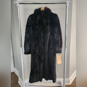 WOMENS 47" FULL LENGTH BLACK MINK FUR COAT